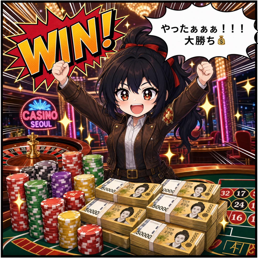 コマ1：カジ姐、韓国カジノで大勝ち！